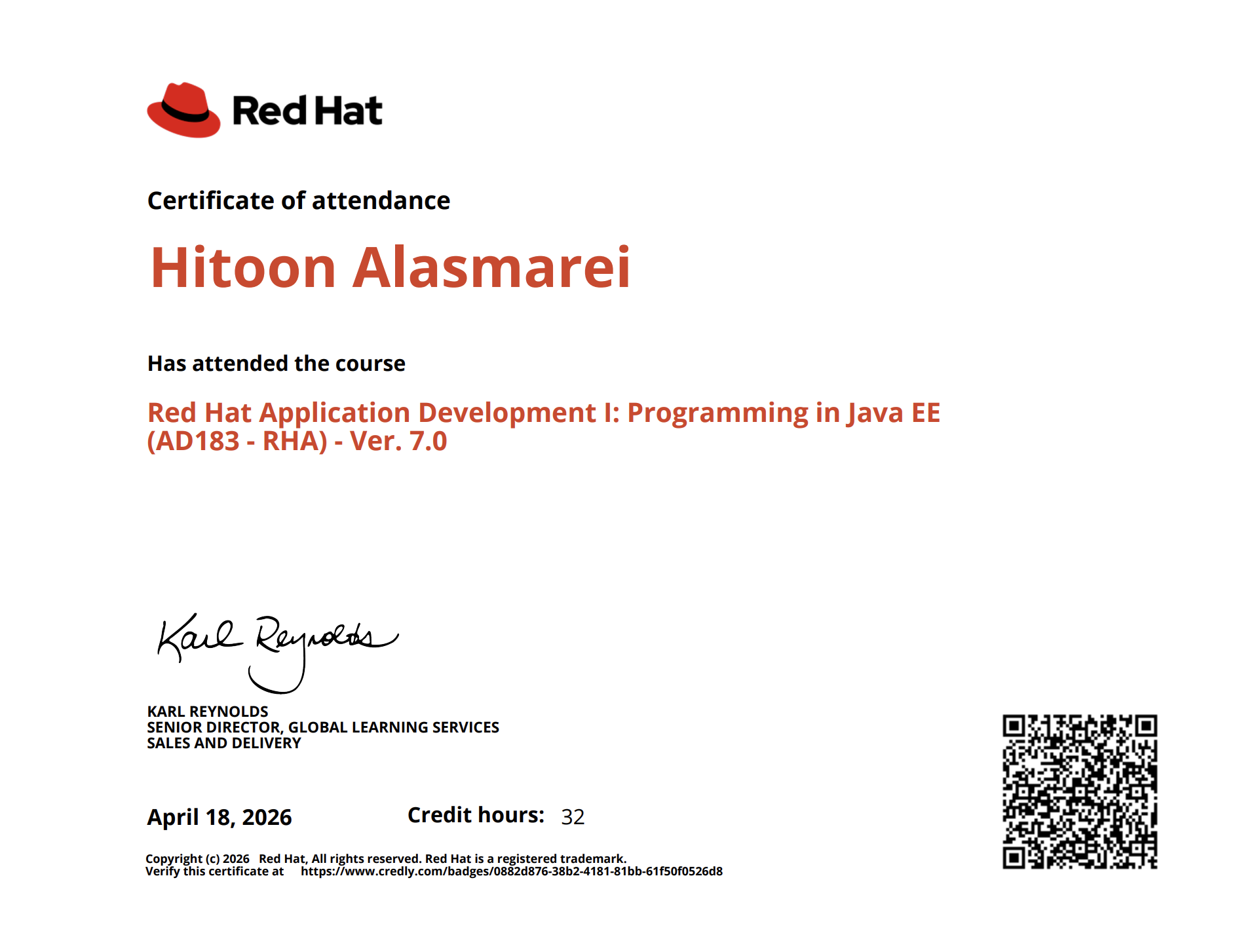 Red Hat Application Development I Java EE certificate